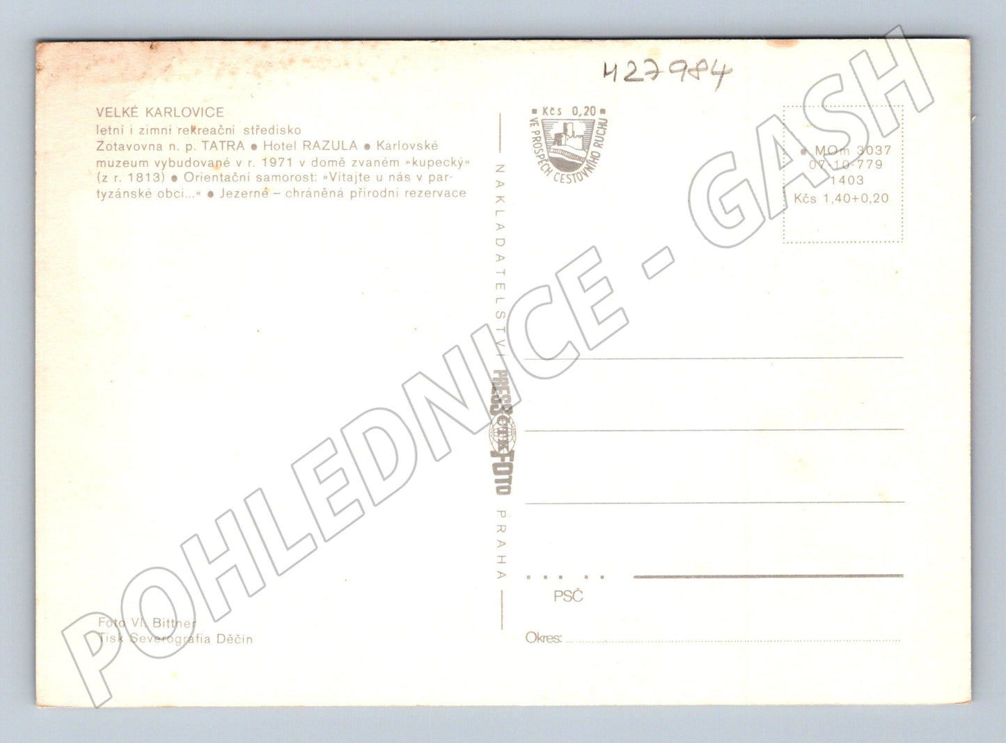 Pohlednice Velké Karlovice na Valašsku různé motivy 1979 (M27984)