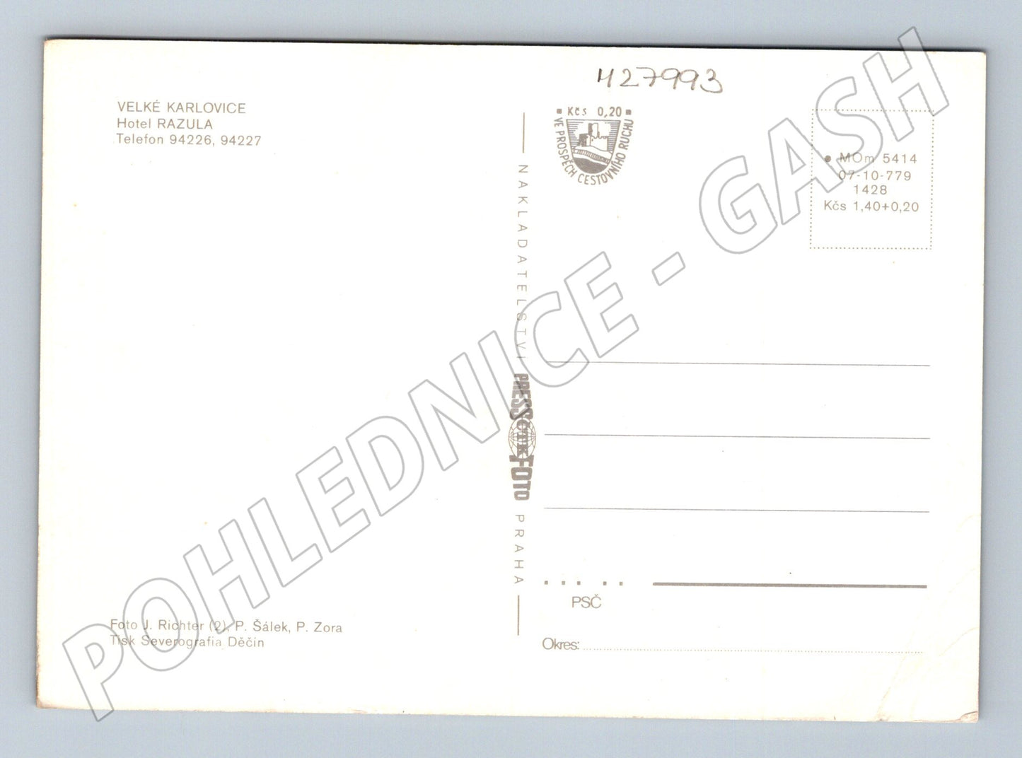 Pohlednice Velké Karlovice Hotel Razula okolí 1979 (M27993)