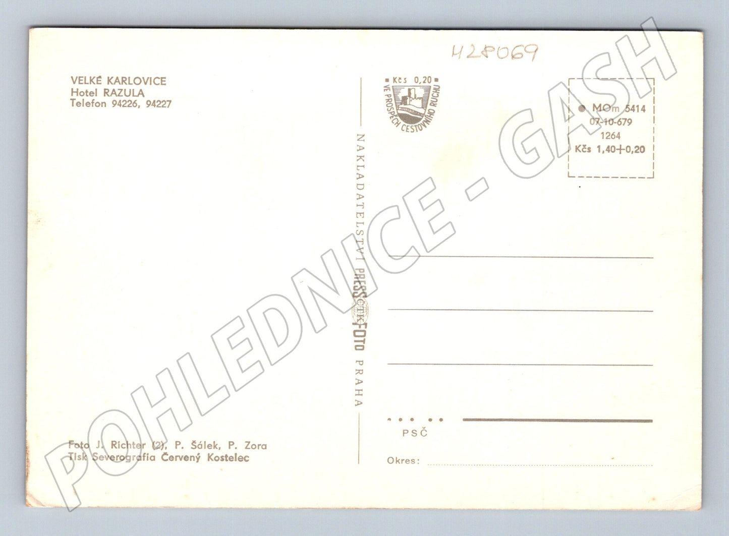 Pohlednice Velké Karlovice Hotel Razula 1969 (M28069)