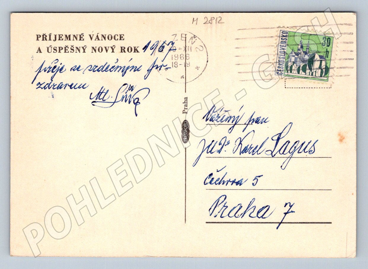 Postcard Czechoslovakia 1966 winter mountain landscape (M2812)