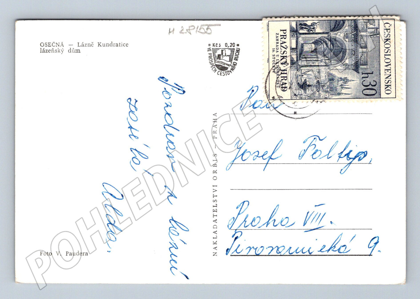 Pohlednice Osečná Lázně Kundratice lázeňský dům 1958 (M28155)