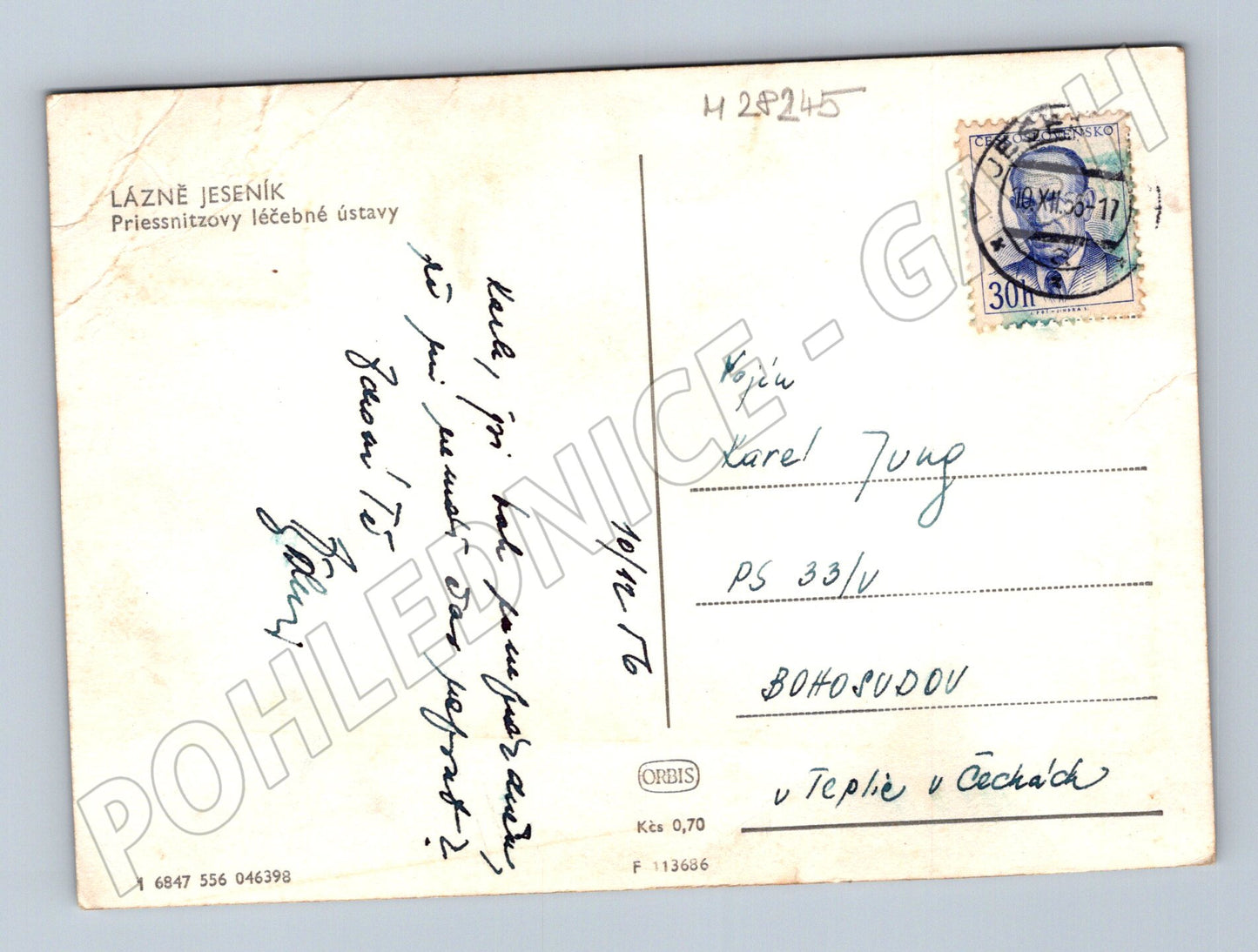Pohlednice Jeseník Priessnitzovy léčebné ústavy 1955 (M28245)