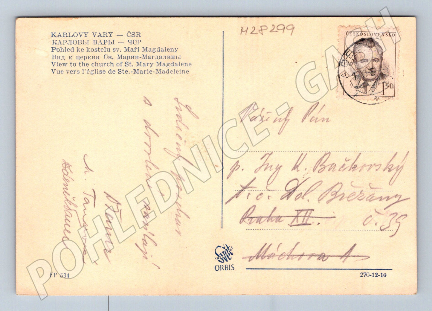 Pohlednice Karlovy Vary kostel sv. Maří Magdaleny 1930s (M28299)