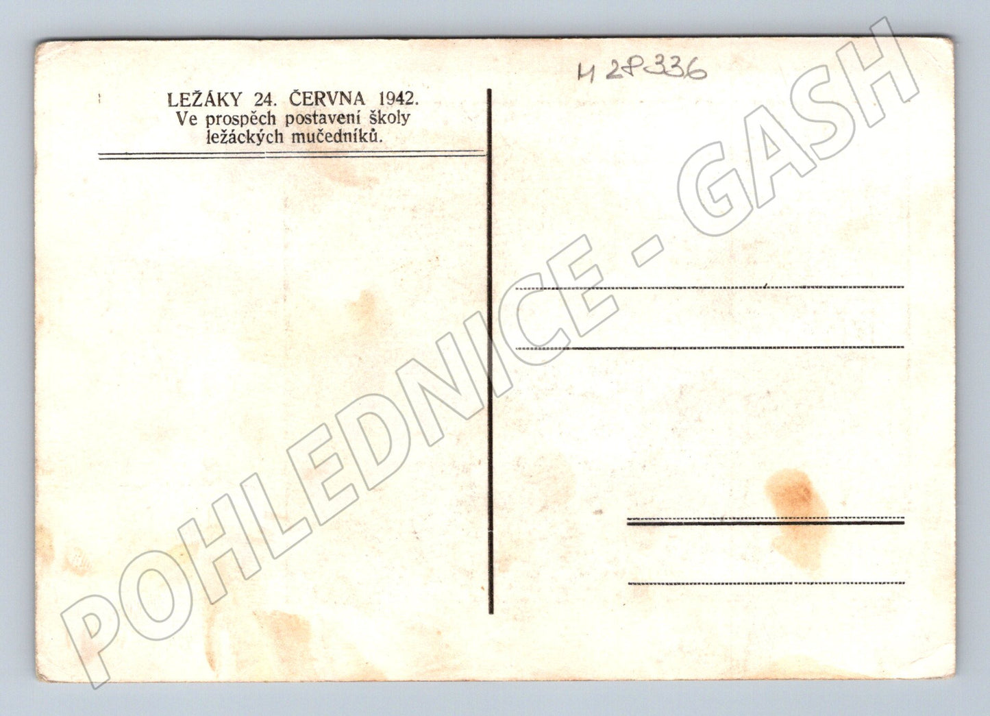 Pohlednice Ležáky 24. června 1942 dům (M28336)