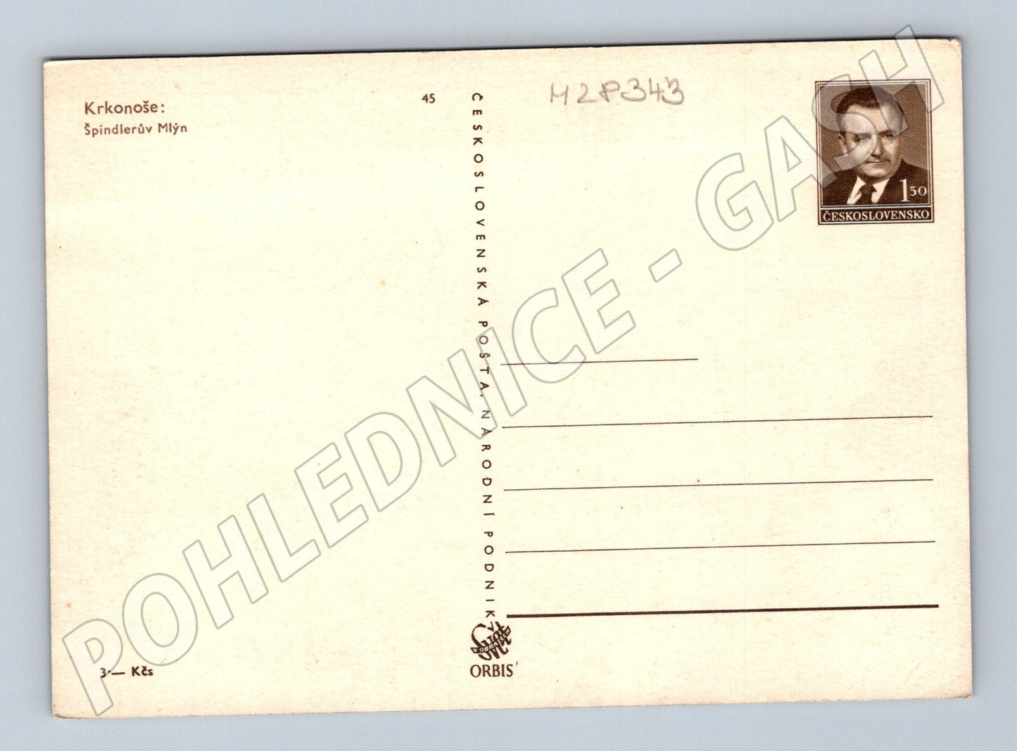 Pohlednice Krkonoše Špindlerův Mlýn zimní 1950s (M28343)