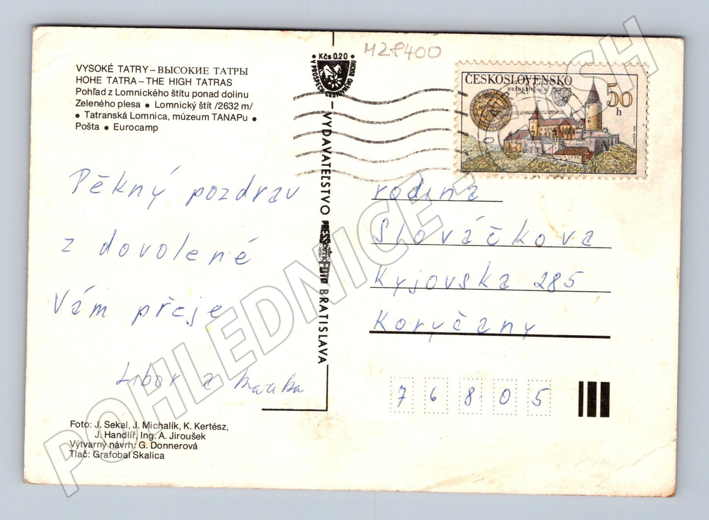 Pohlednice Slovensko Vysoké Tatry Lomnický štít 1970 (M28400)