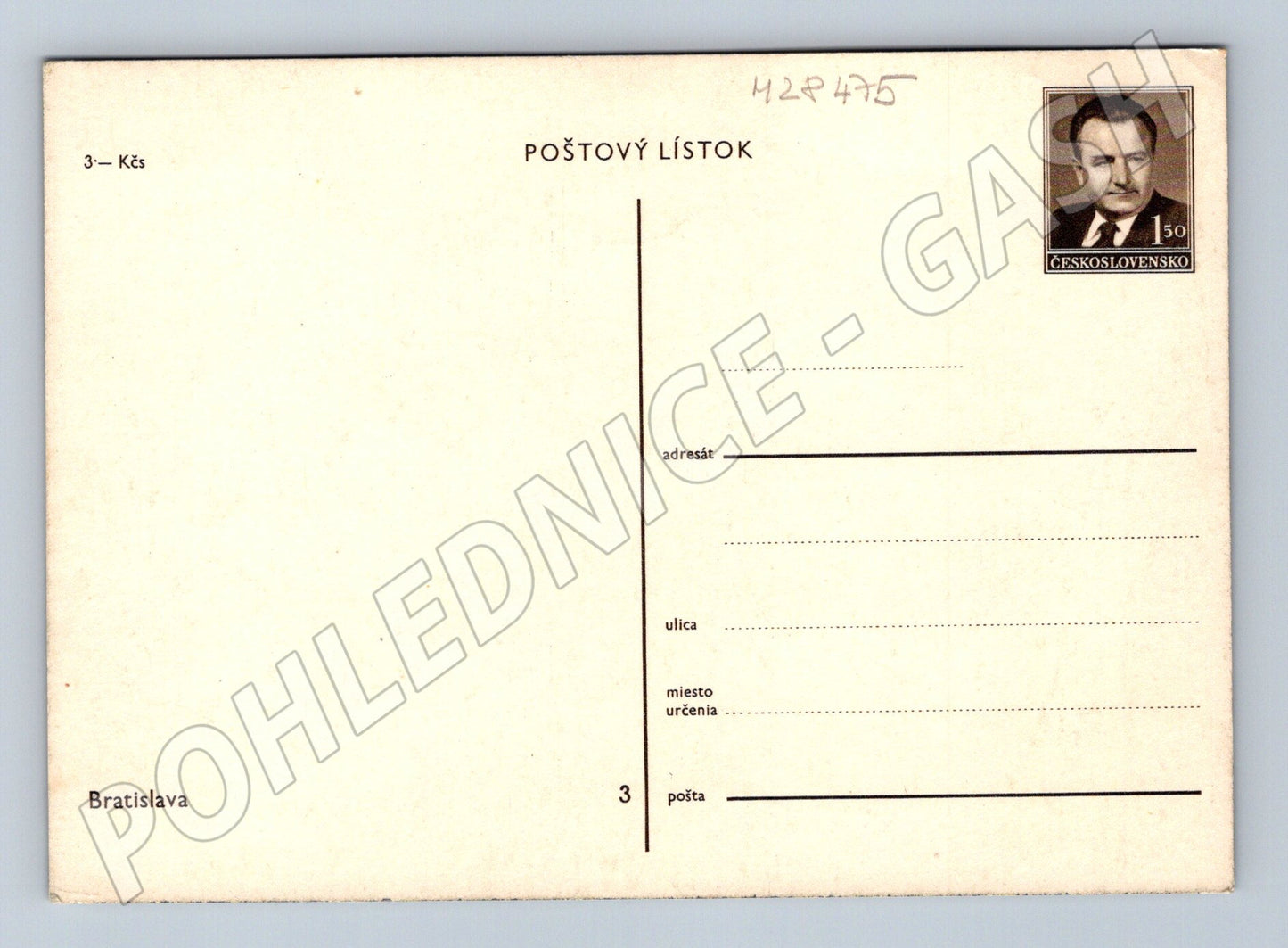 Pohlednice Slovensko Bratislava hrad Dunaj 1950s (M28475)