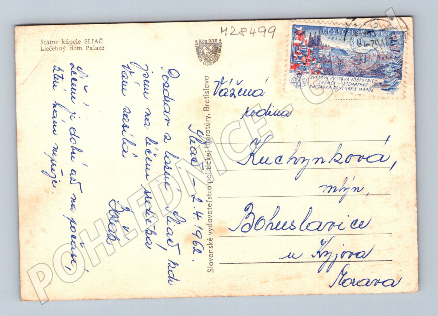 Pohlednice Slovensko Sliač lázně Léčebný dům Palace 1962 (M28499)