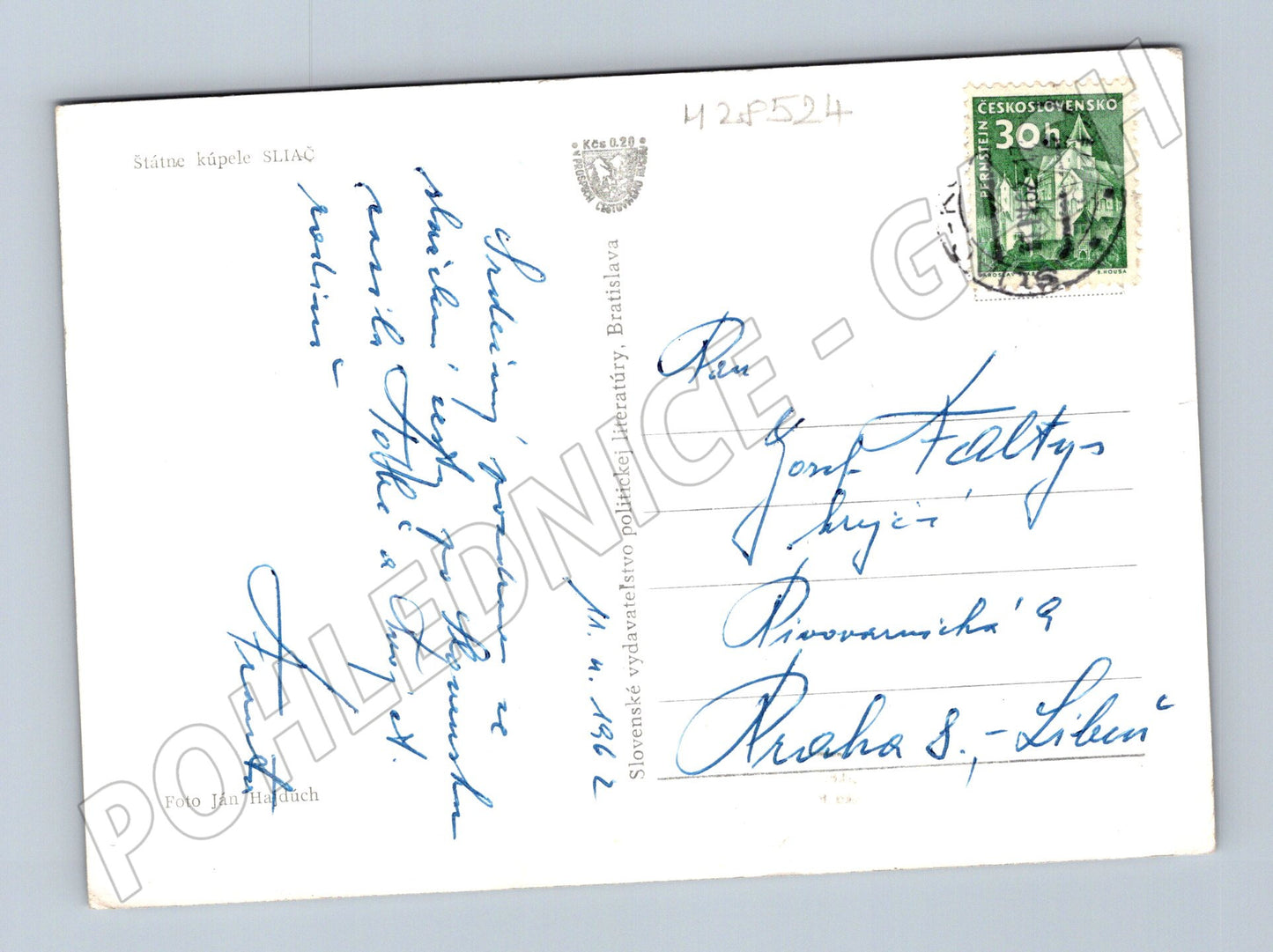 Pohlednice Slovensko Lázně Sliač 1962 (M28524)