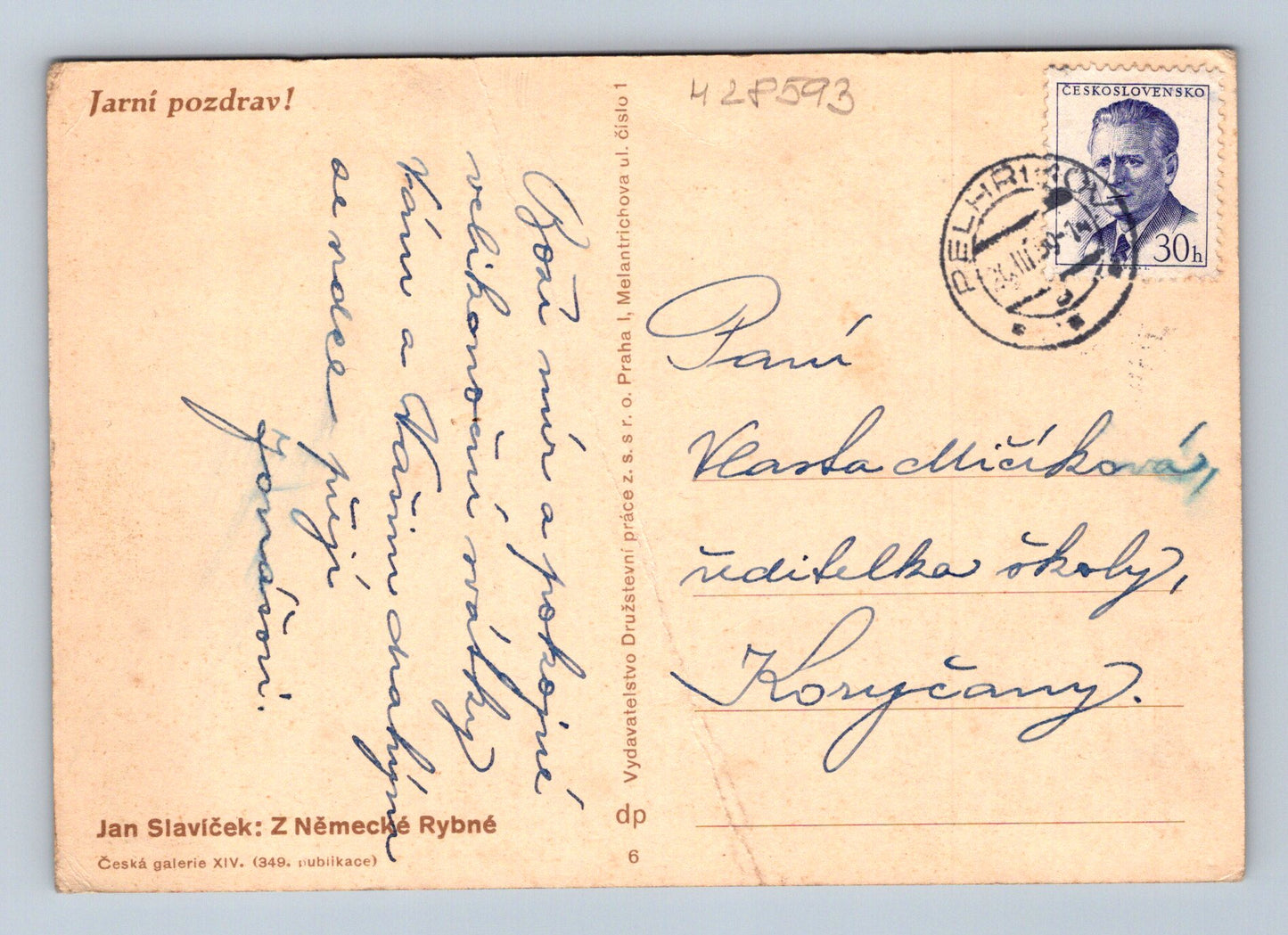 Pohlednice Z Německé Rybné Jan Slavíček 1935 (M28593)
