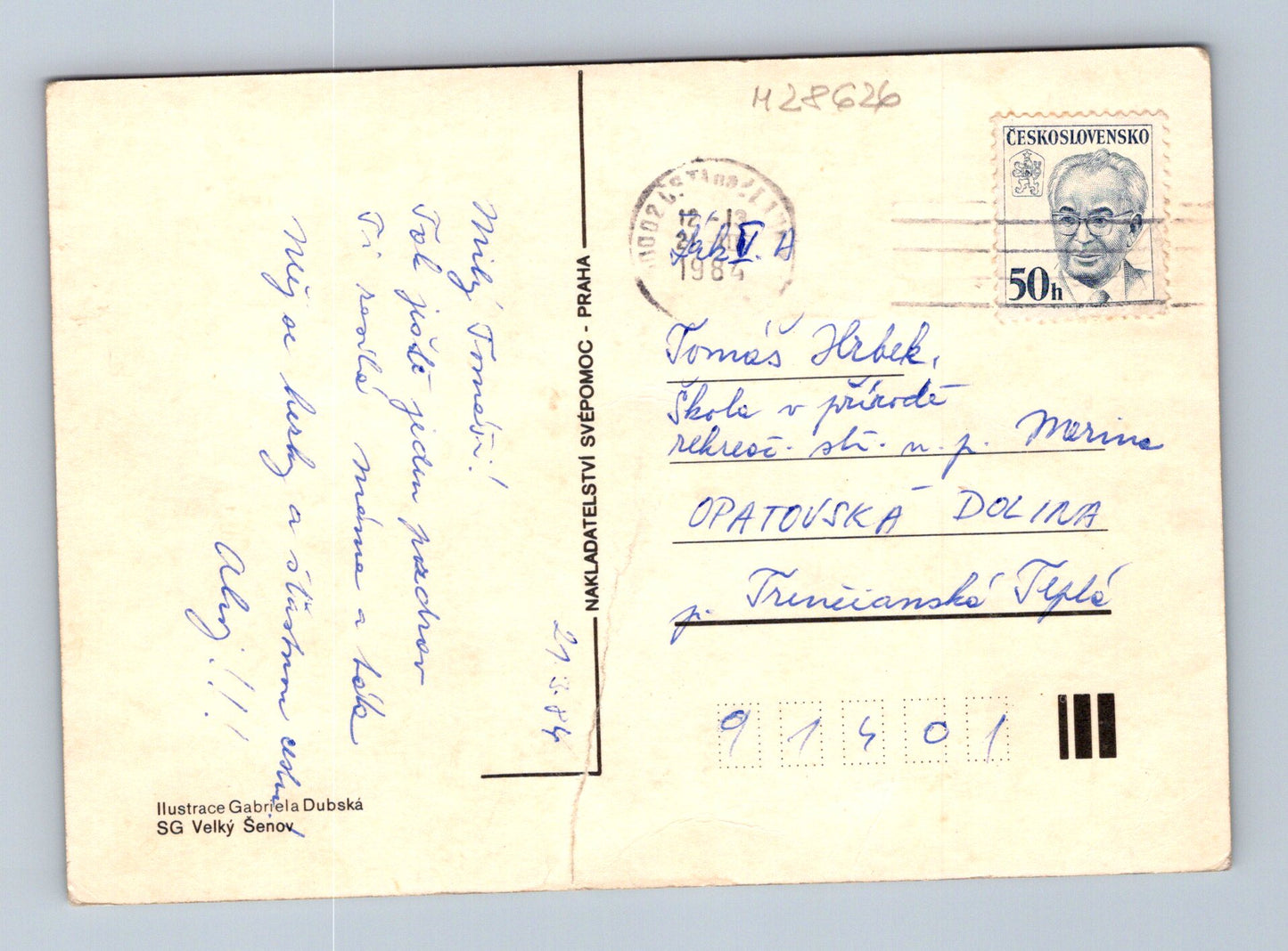 Pohlednice animovaná ilustrace pohádkový motiv 1984 (M28626)