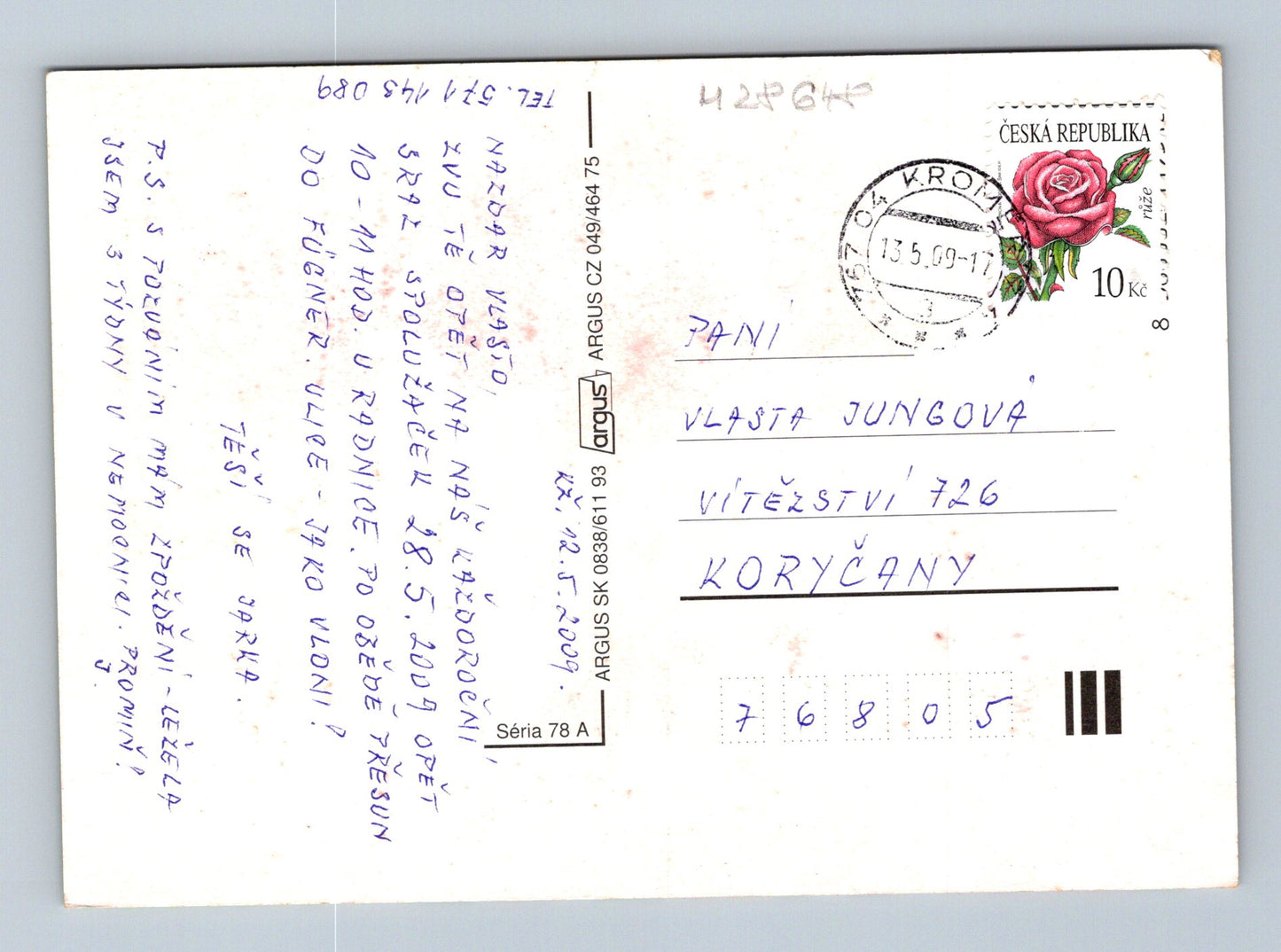Pohlednice Medvídci ježek květiny 2009 (M28648)