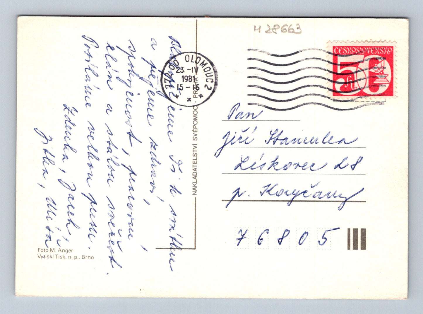 Pohlednice Kytice červených květů 1981 (M28663)