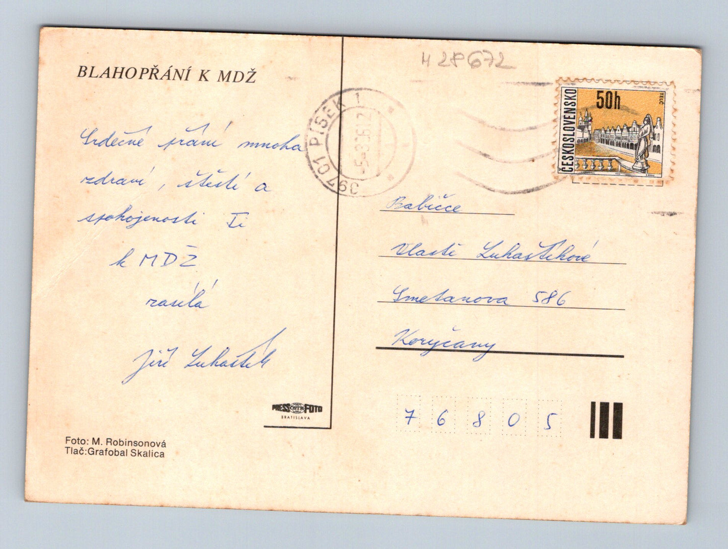 Pohlednice MDŽ tulipány 1968 (M28672)