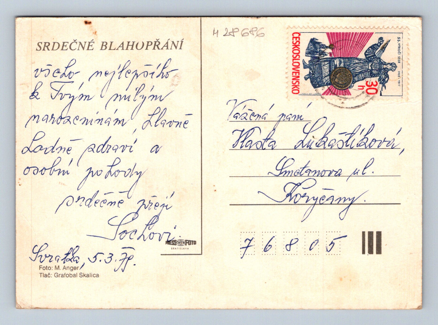 Pohlednice Tři růže 197x (M28686)
