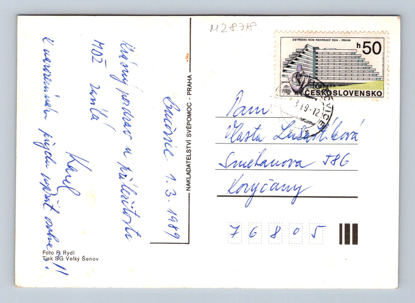 Pohlednice MDŽ kytice květiny 1989 (M28718)