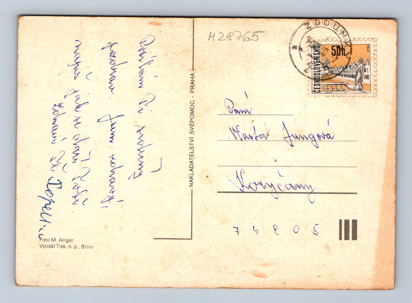 Pohlednice Květina oranžová jiřina cca 1960 (M28765)