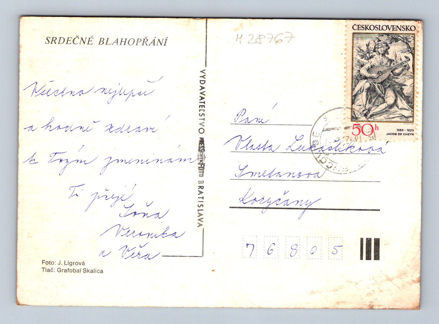 Pohlednice Slovensko Květiny gratulační 1981 (M28767)