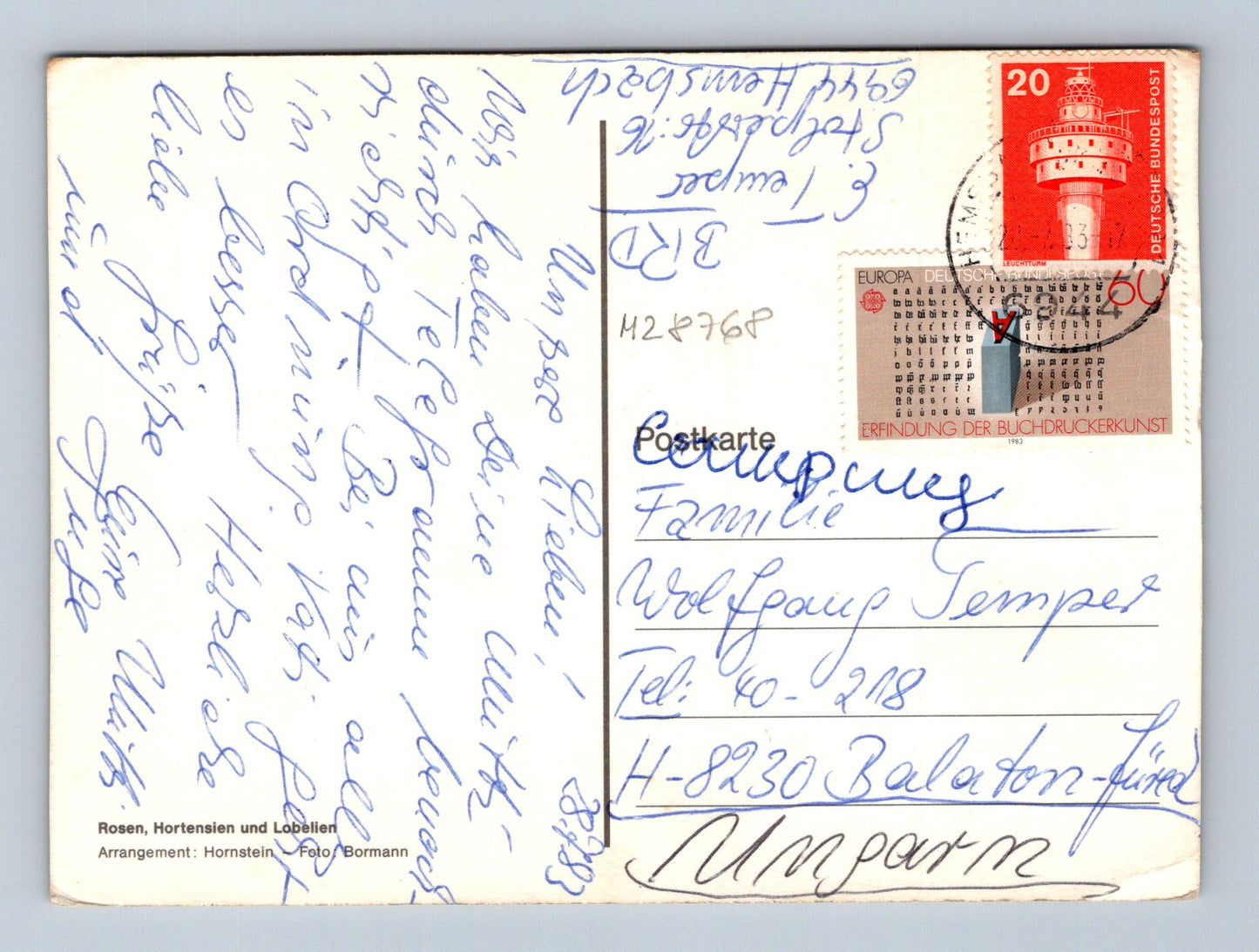 Pohlednice Německo květinové aranžmá 1975 (M28768)