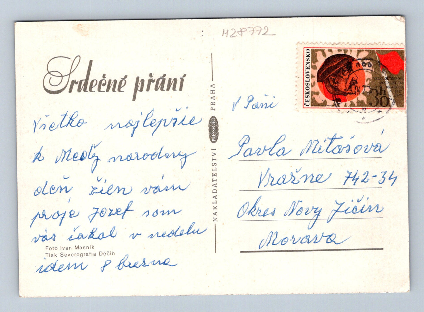 Pohlednice Slunečnice ve váze Kresfoto Praha (M28772)
