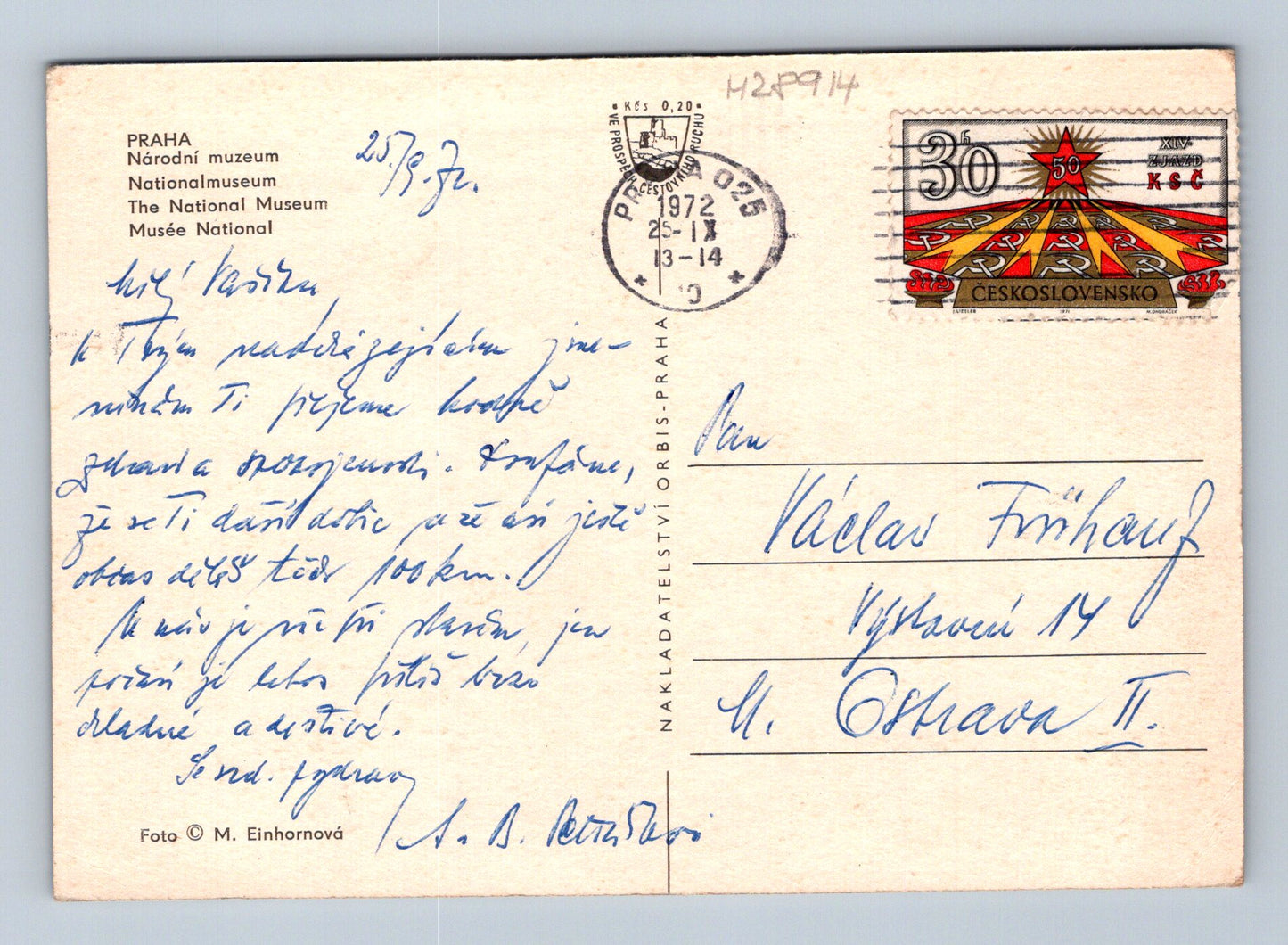 Pohlednice Praha Národní muzeum 1972 (M28914)