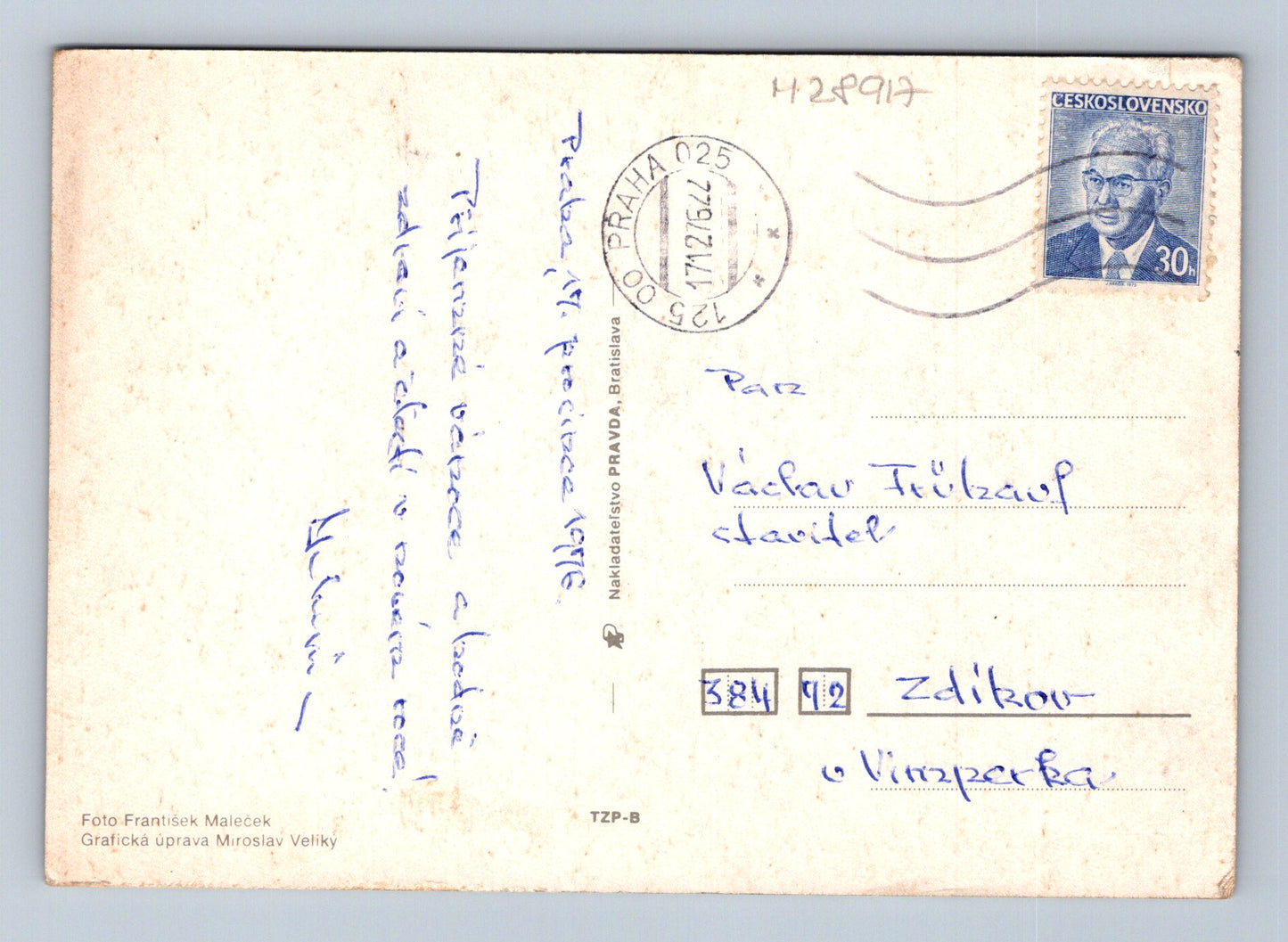 Pohlednice Praha Vánoční pozdrav 1977 (M28917)