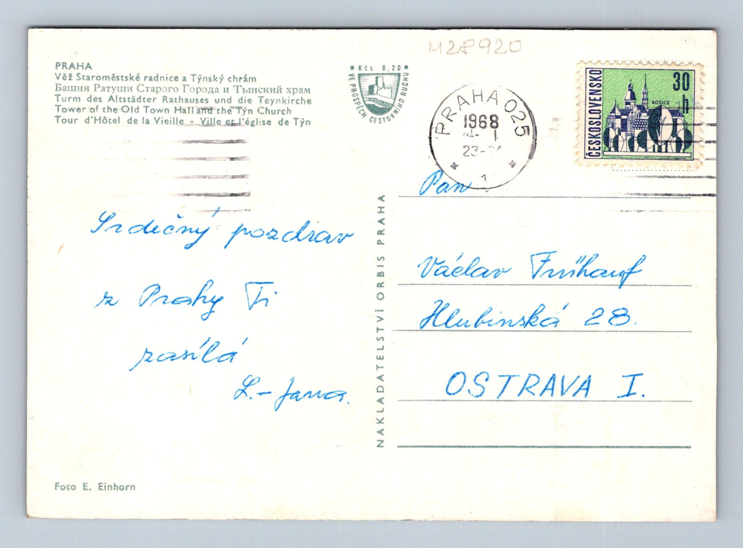 Pohlednice Praha Staroměstské náměstí 1968 (M28920)