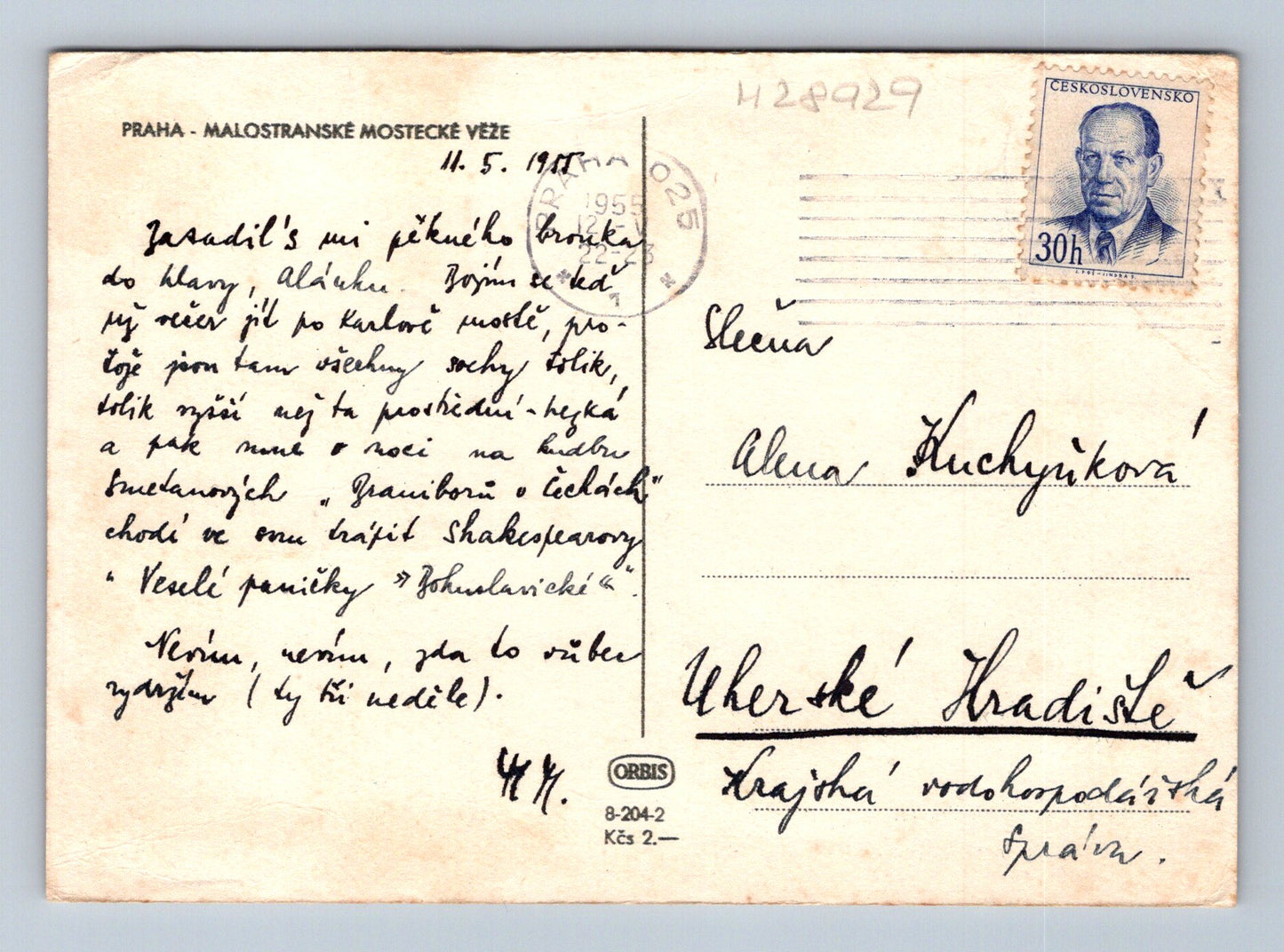 Pohlednice Praha Malostranské mostecké věže 1953 (M28929)