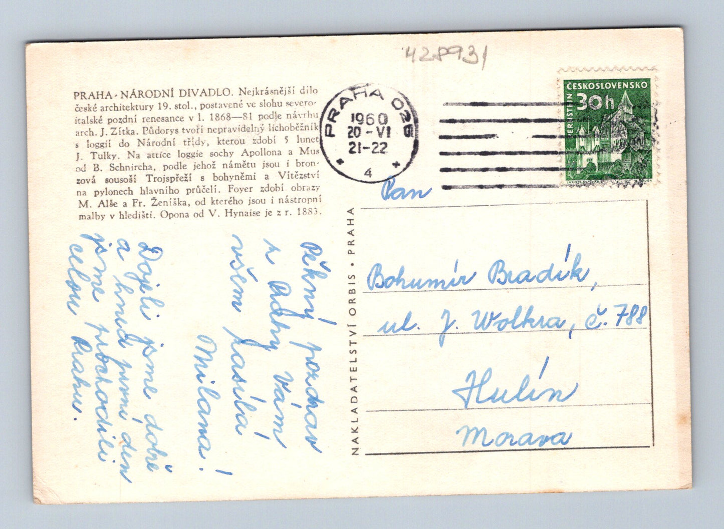 Pohlednice Praha Národní divadlo 1960 (M28931)