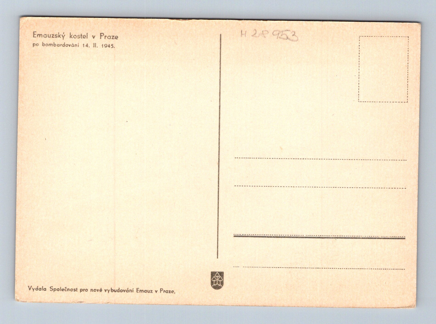 Pohlednice Praha Emauzský kostel po bombardování 1945 (M28953)