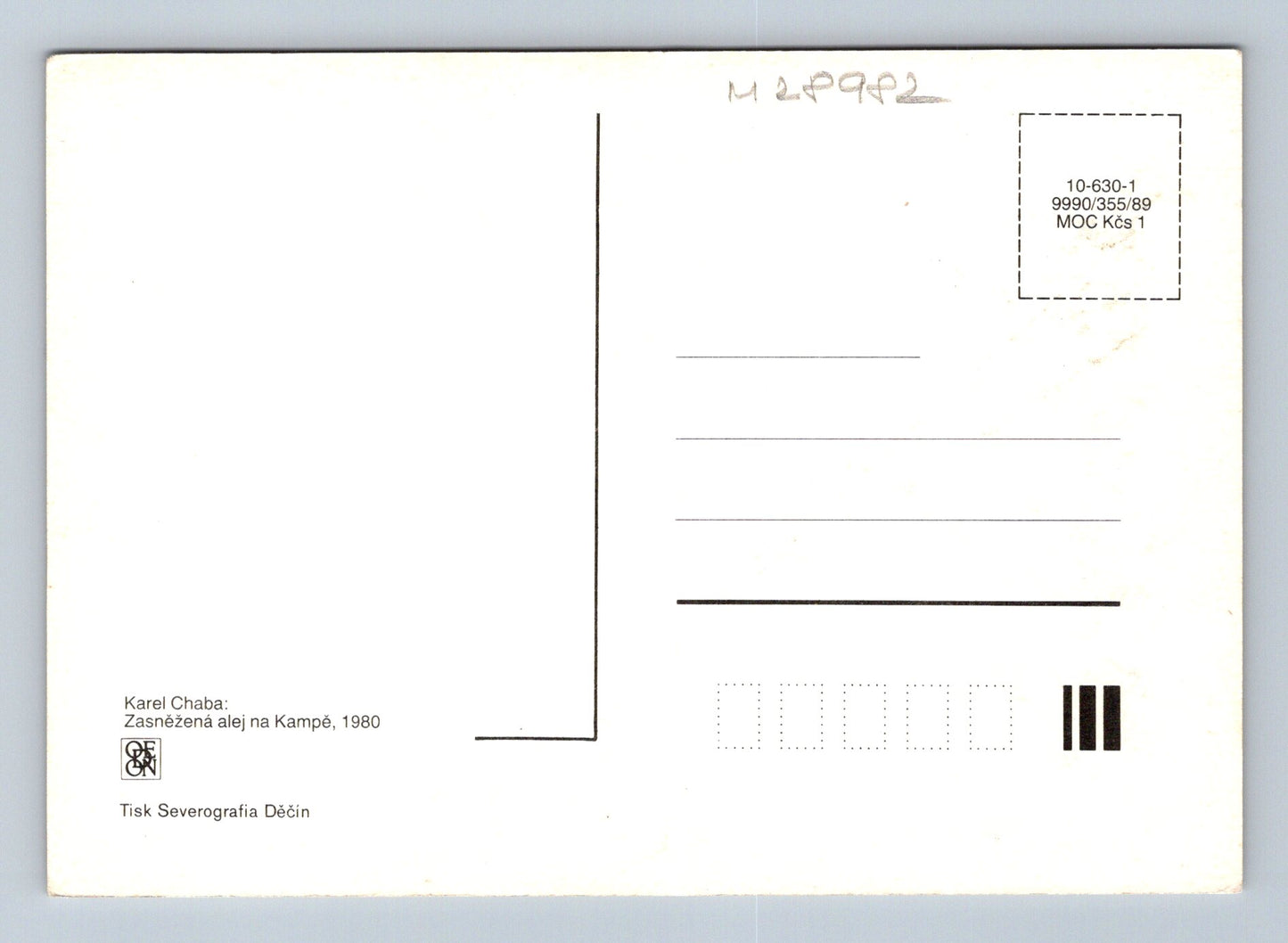 Pohlednice Zasněžená alej na Kampě 1980 (M28982)