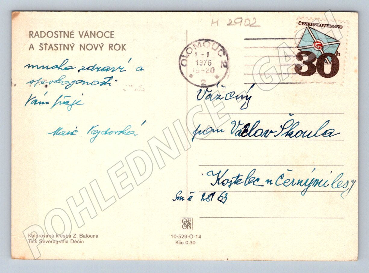 Pohlednice chalupa v zimě Zdeněk Baloun 1976 (M2902)