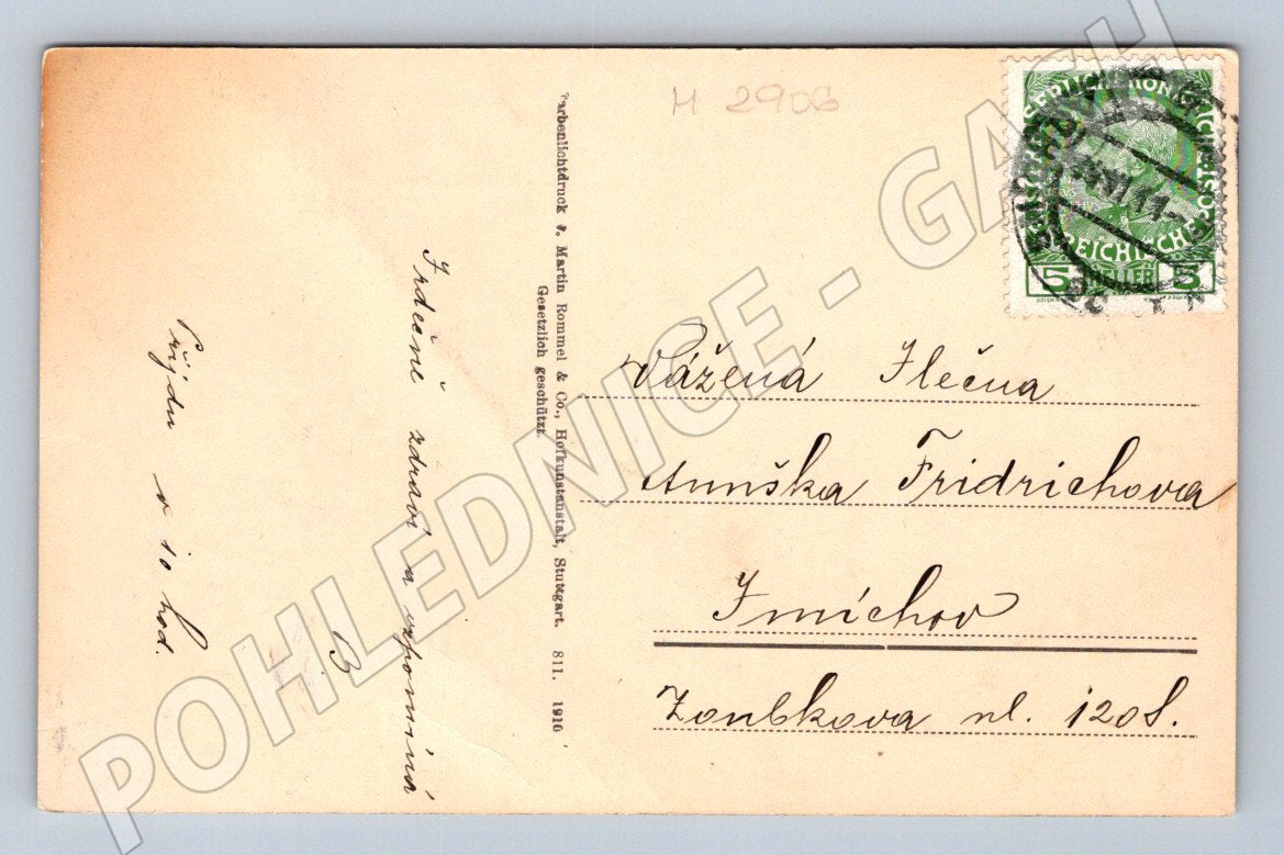 Postcard Holly and Horseshoe Christmas 1910 (M2906)