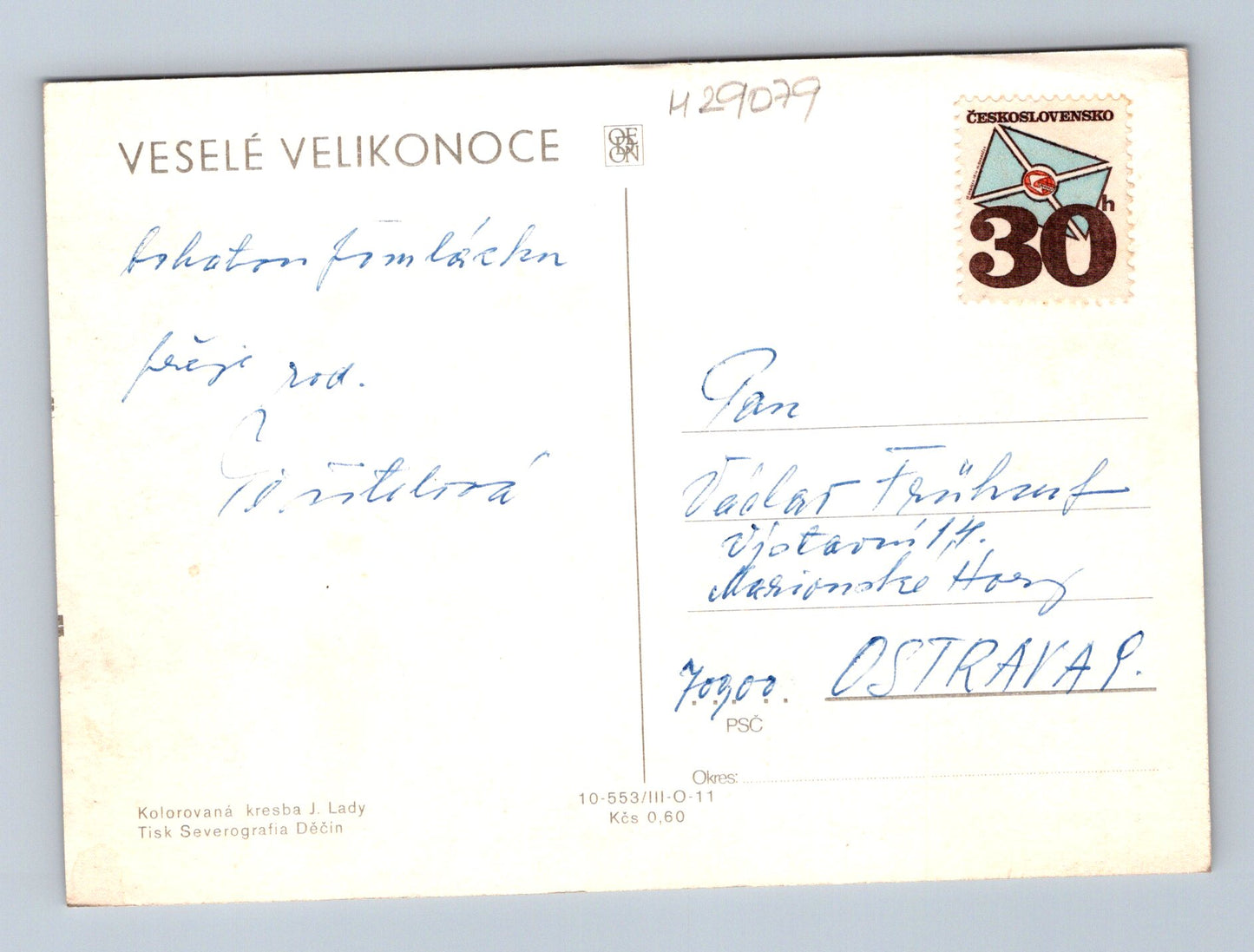 Pohlednice Velikonoce Jos. Lada 1946 (M29079)