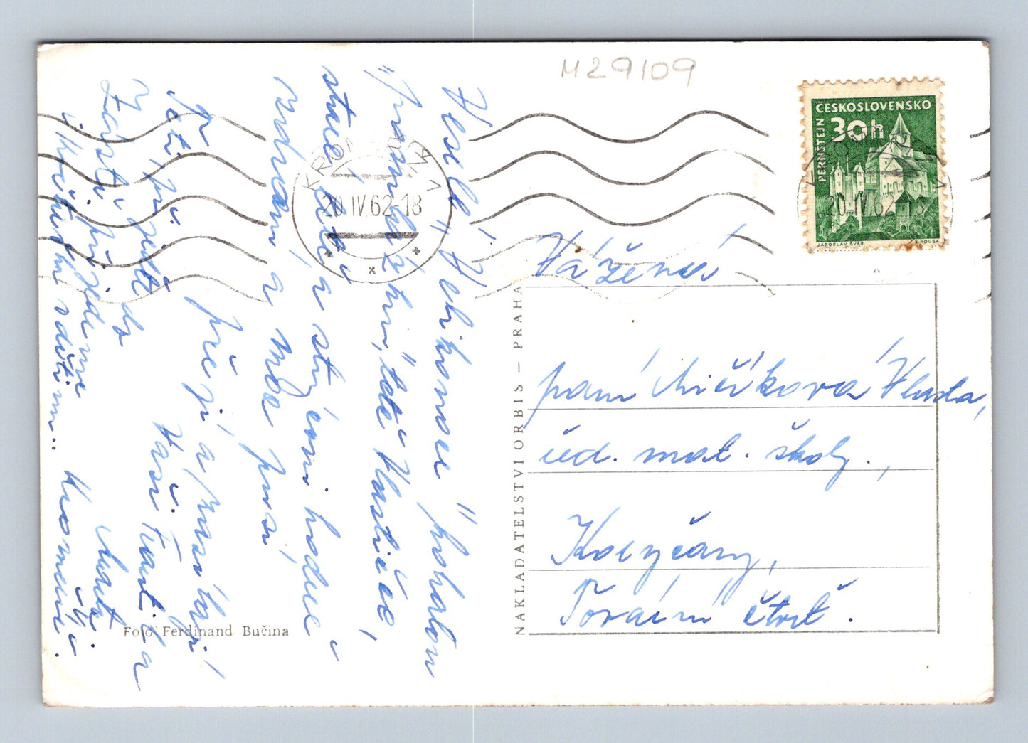 Pohlednice Velikonoce sněženky květiny 1962 (M29109)