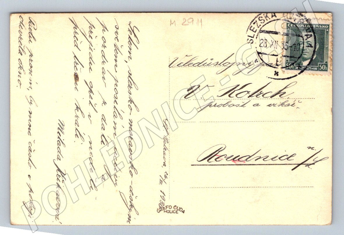 Postcard Merry Christmas 1936 Czechoslovakia (M2911)