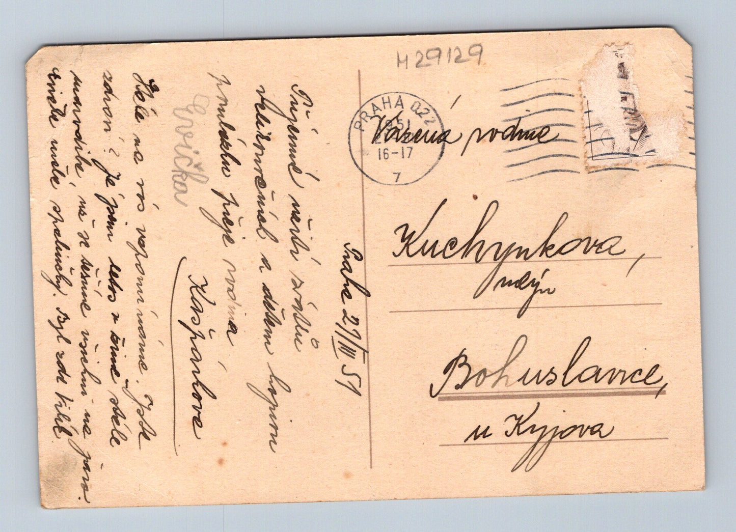 Pohlednice Velikonoce děti s kyticí 1957 (M29129)