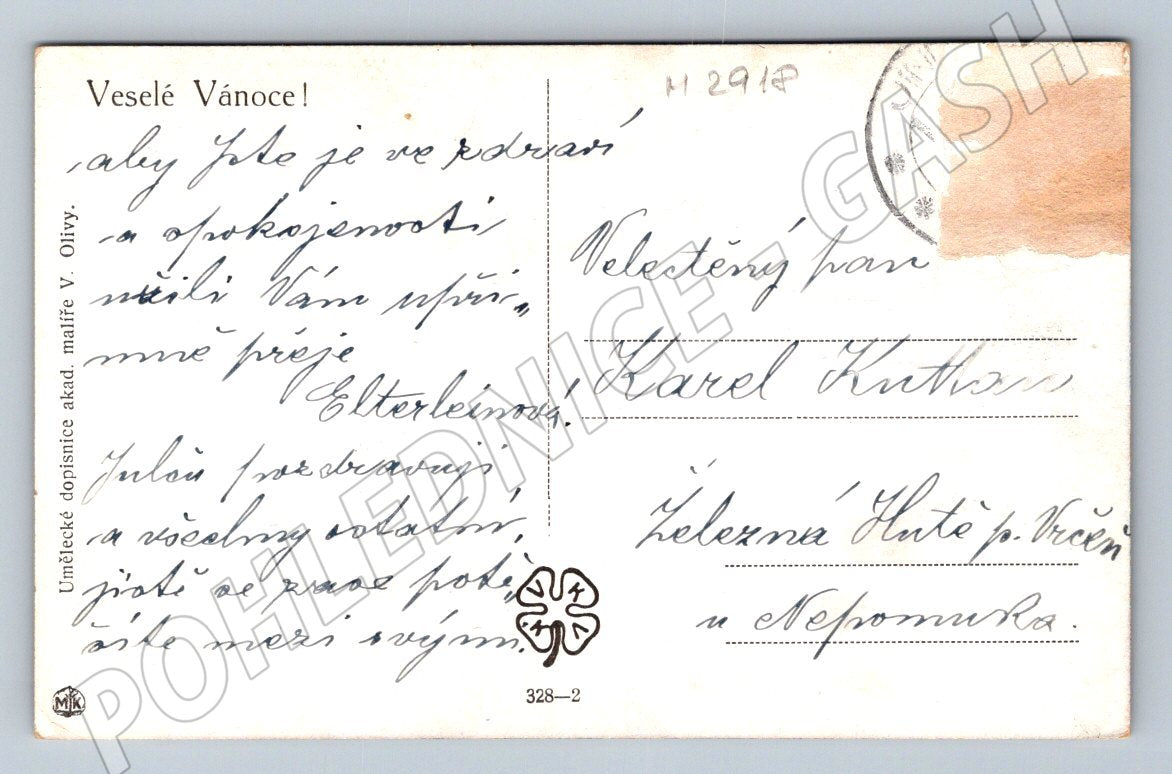 Postcard Christmas Eve Fortune Telling V Oliva Christmas (M2918)