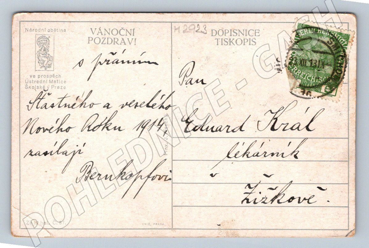 Postcard winter motif walk 1914 (M2923)