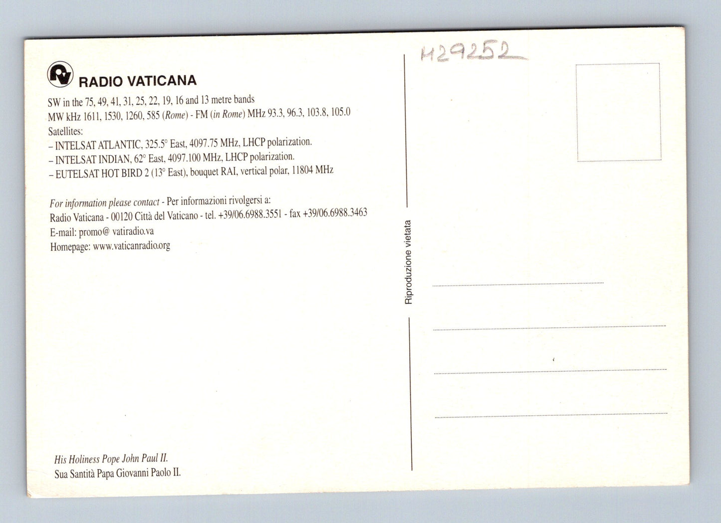 Pohlednice Vatikán Jan Pavel II. (M29252)