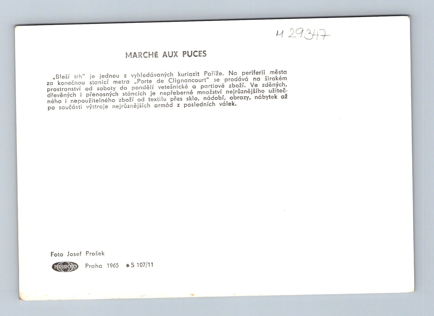 Pohlednice Francie Paříž bleší trh Marché aux Puces 1965 (M29347)