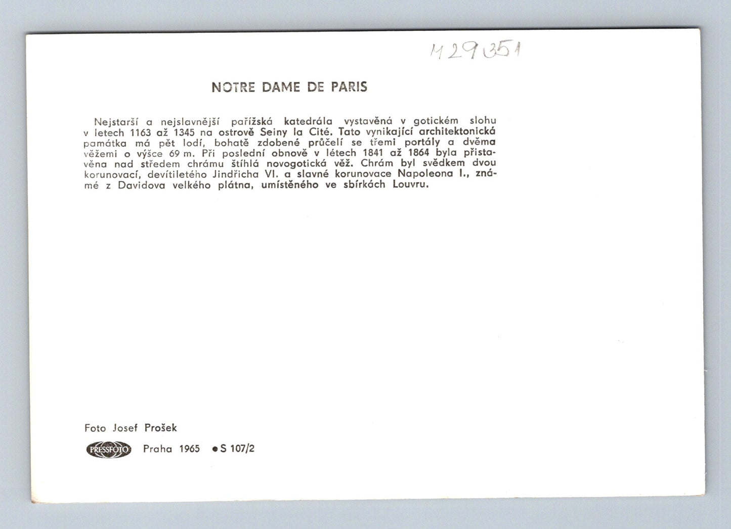 Pohlednice Francie Notre Dame Paříž Seina 1965 (M29351)