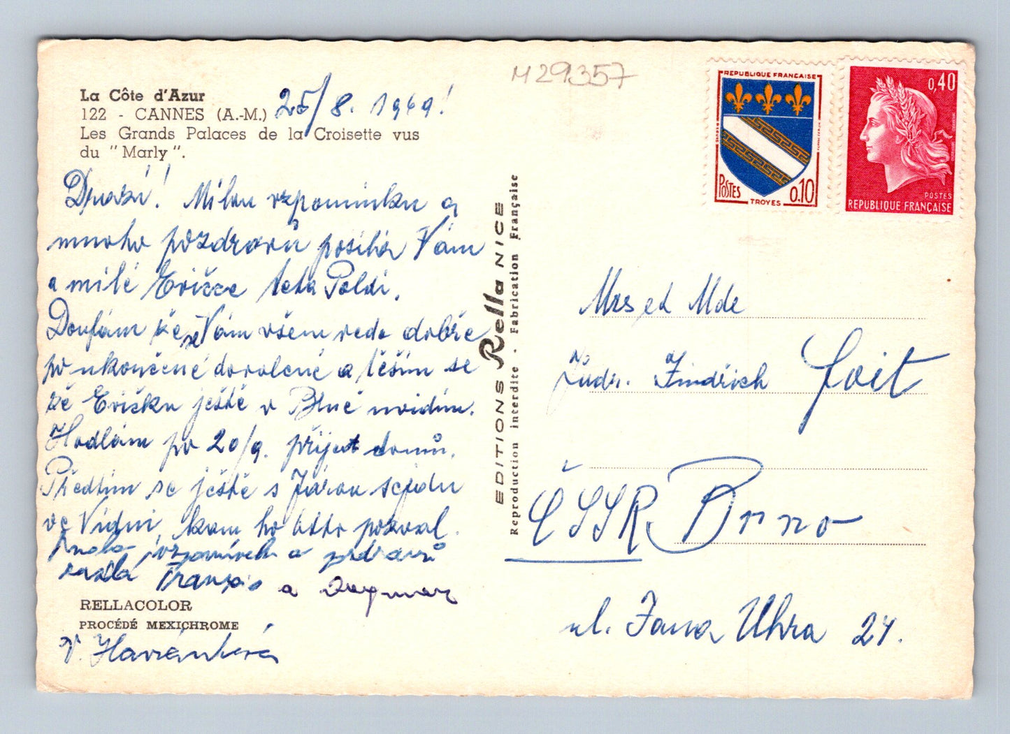 Pohlednice Francie Cannes výhled na město 1969 (M29357)