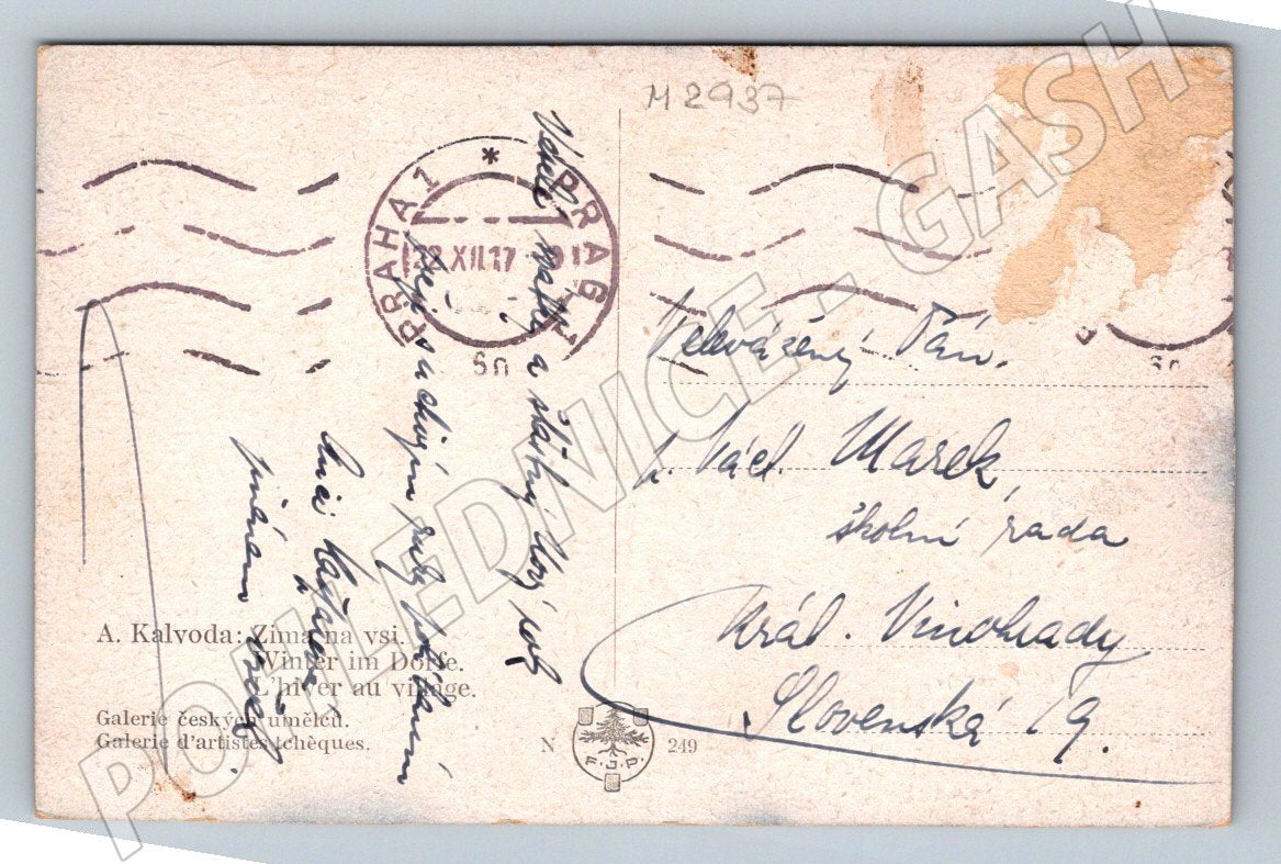 Postcard A Kalyvoda Winter Village 1917 (M2937)