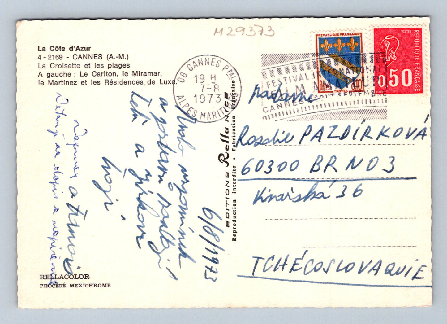 Pohlednice Francie Cannes La Croisette pláže 1973 (M29373)