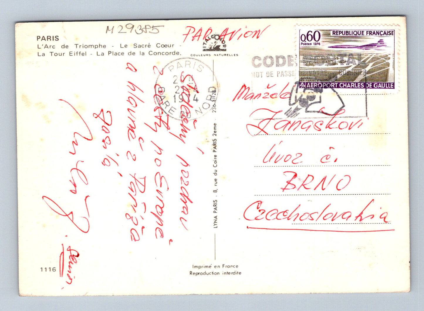 Pohlednice Francie Paříž památky 1974 (M29385)