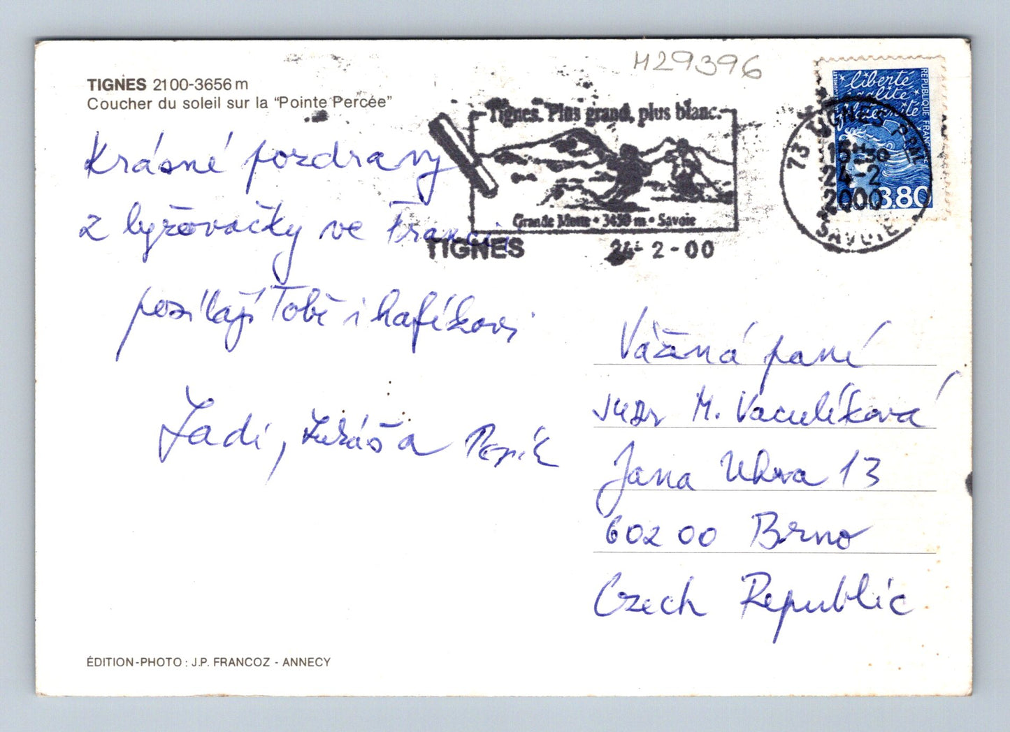 Pohlednice Francie Tignes lyzovani Alpy 2000 (M29396)