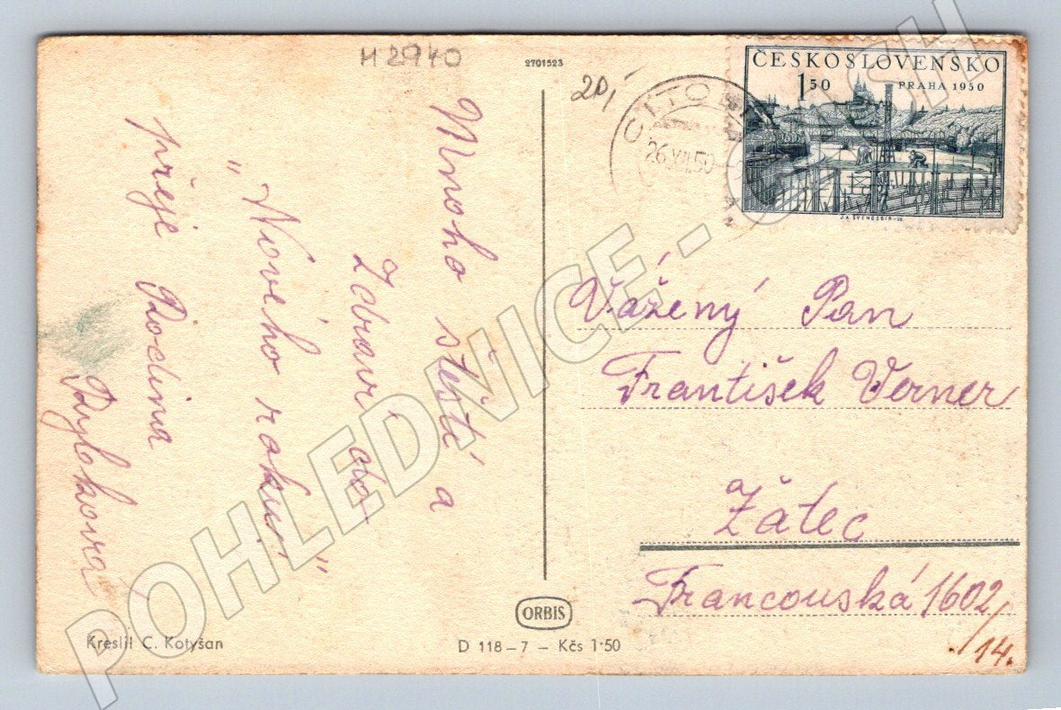 Postcard C Kotyšan children's figures 1950 (M2940)