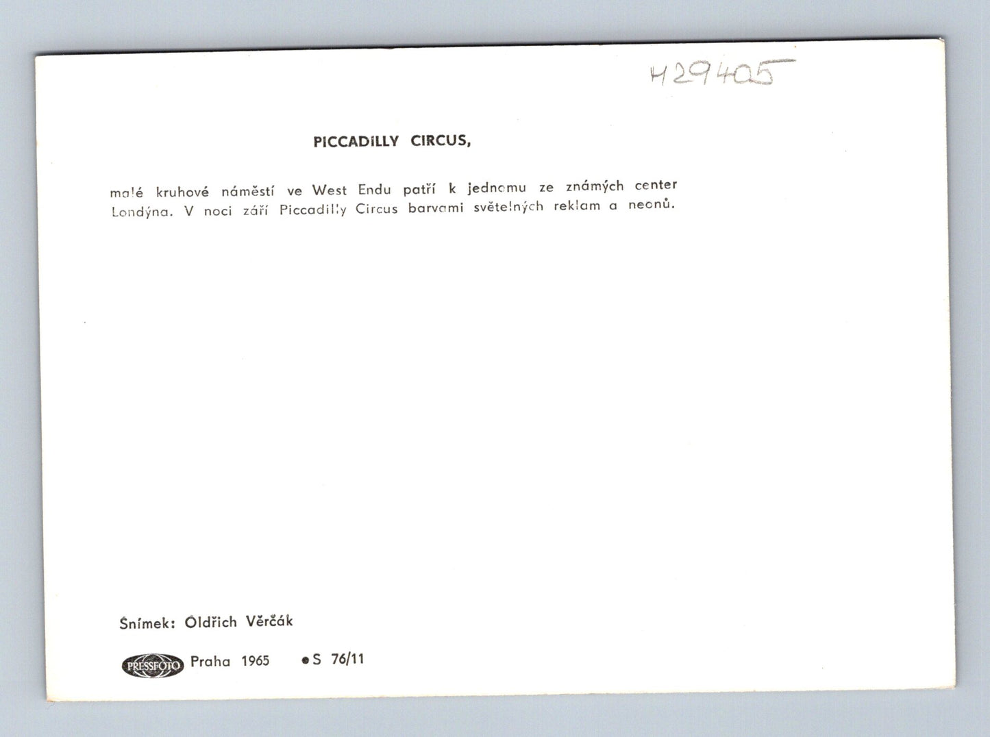 Pohlednice Velká Británie Londýn Piccadilly Circus 1965 (M29405)