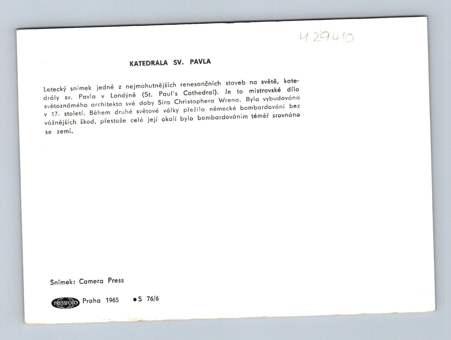 Pohlednice Velká Británie Londýn Katedrála sv. Pavla 1965 (M29410)